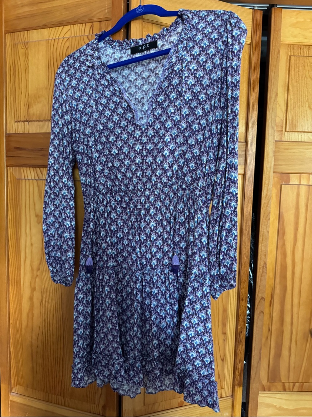 OPI Living Purple Long-Sleeve V-Neck Dress